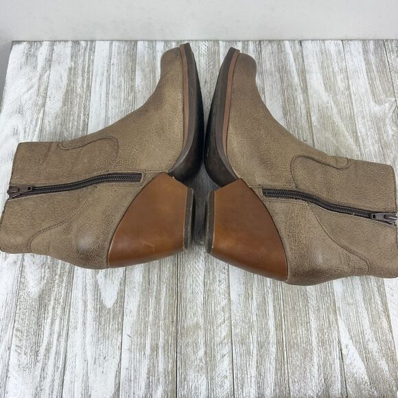 Korks by Kork Ease Gemini Tan Leather Wedge Zip Ankle Boots Womens Size 6.5 - Picture 8 of 10